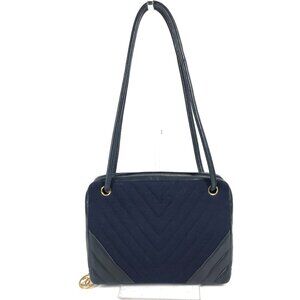 CHANEL Blue Leather Shoulder Bag